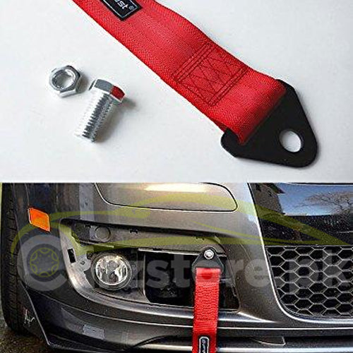 Car Front Bumper Strap Tow Hook  Red Towing Hook Assist –