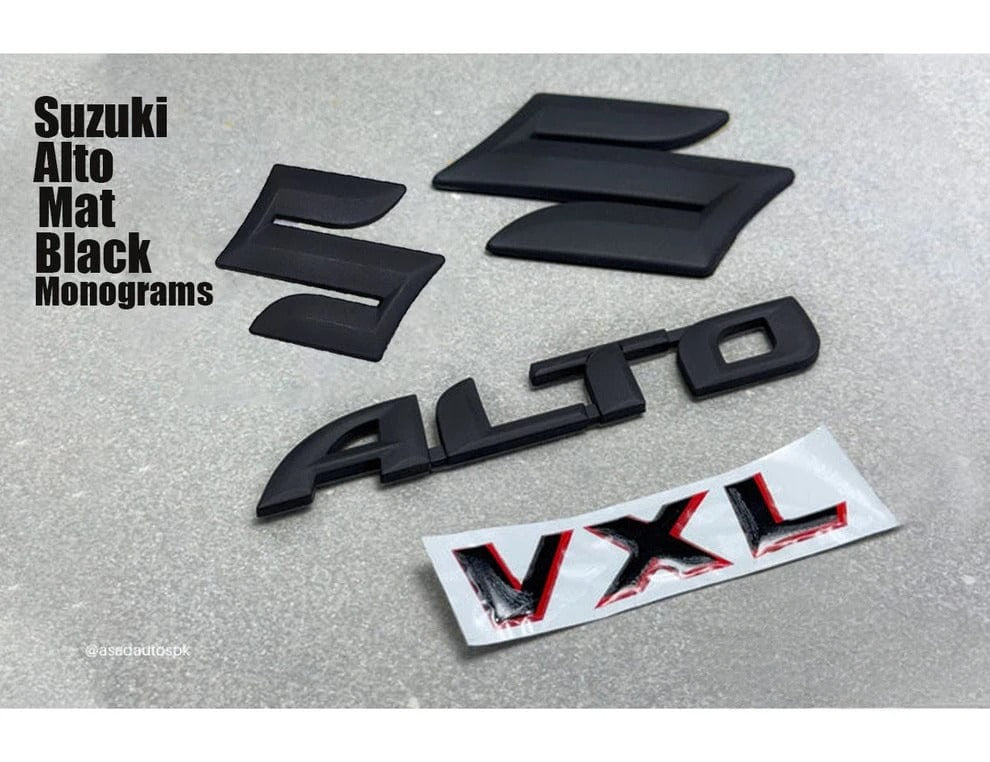 Suzuki Alto Glossy Black Logo Set – Premium Emblem Upgrade