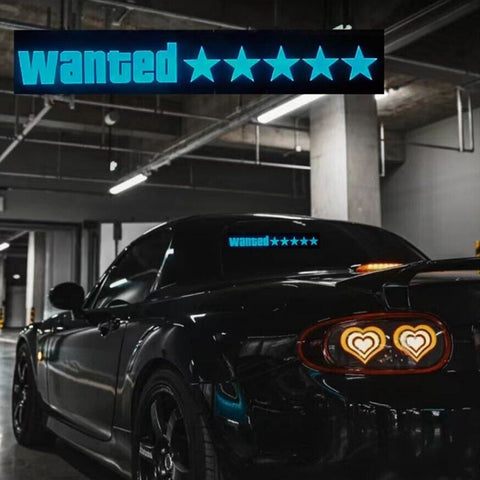 Windshield Electric 5 Star Wanted Sticker Sheet Car LED Light Up Window