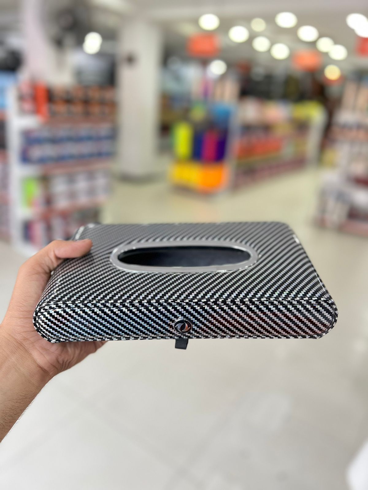 Glory Logo Tissue Box For Dashboard Carbon Fiber Textured