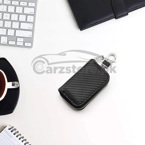 Carbon fiber textured Car Key Case Pouch Toyota with logo