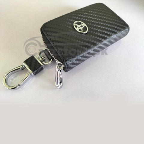 Carbon fiber textured Car Key Case Pouch Toyota with logo