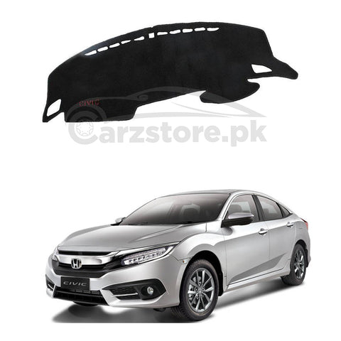Honda Civic X Dashboard Carpet For Protection and Heat Resistance Black - Model - 2016 -2021