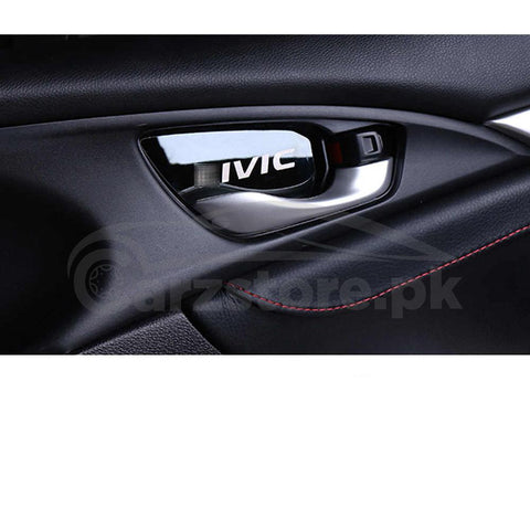Honda Civic Interior Door Handle Bowl Trim Pad Sticker Silver 4 Pcs - Model 2016-2021