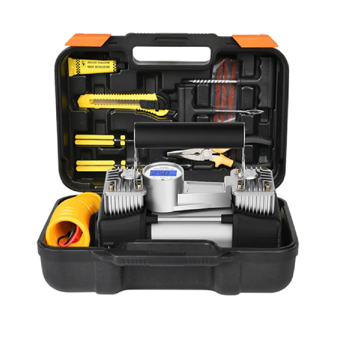 Car Emergency Tool Kit Double Cylinder Air Compressor Kit